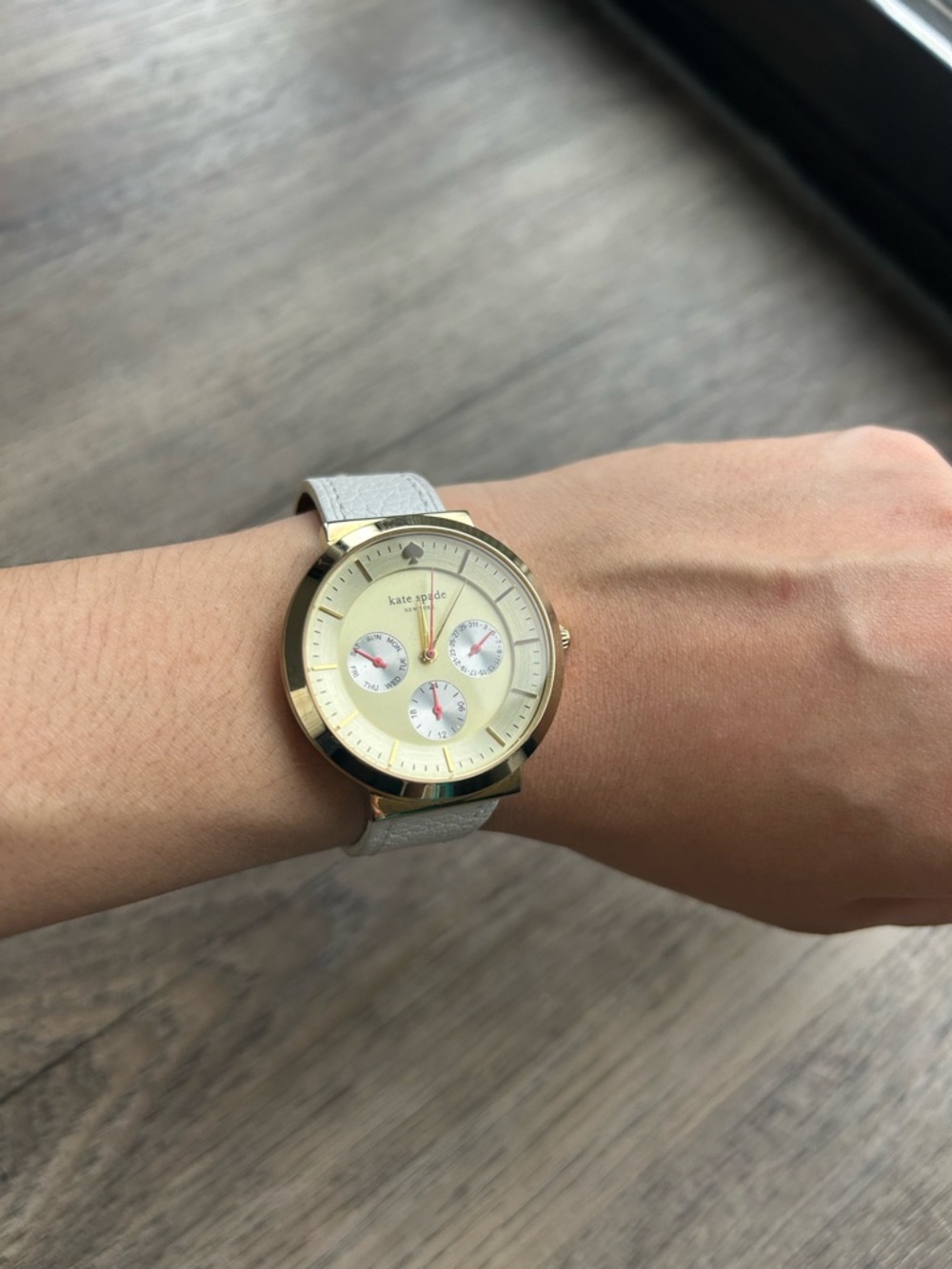 kate spade Gold Watch with White Leather Strap - Picture 2 of 5